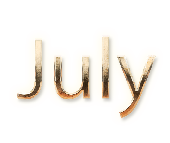 JULY month name word JULY gold text typography PNG images free